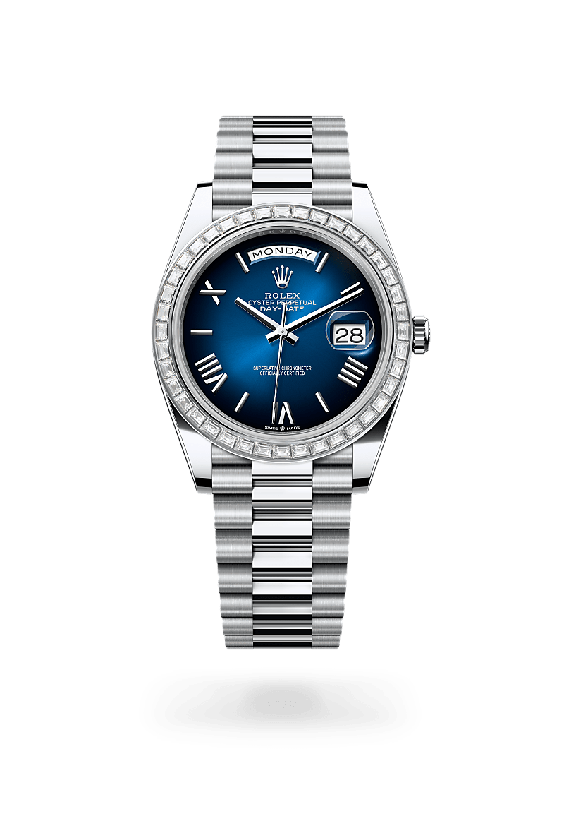 Rolex Day-Date 40 Herrenuhr (M228396TBR-0042) Oyster, 40 mm, Platin mit Diamanten