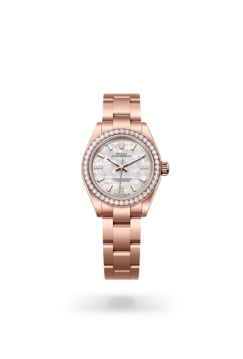 Rolex Oyster Perpetual 28 Herrenuhr (M276245RBR-0001) Oyster, 28 mm, Everose-Gold mit Diamanten