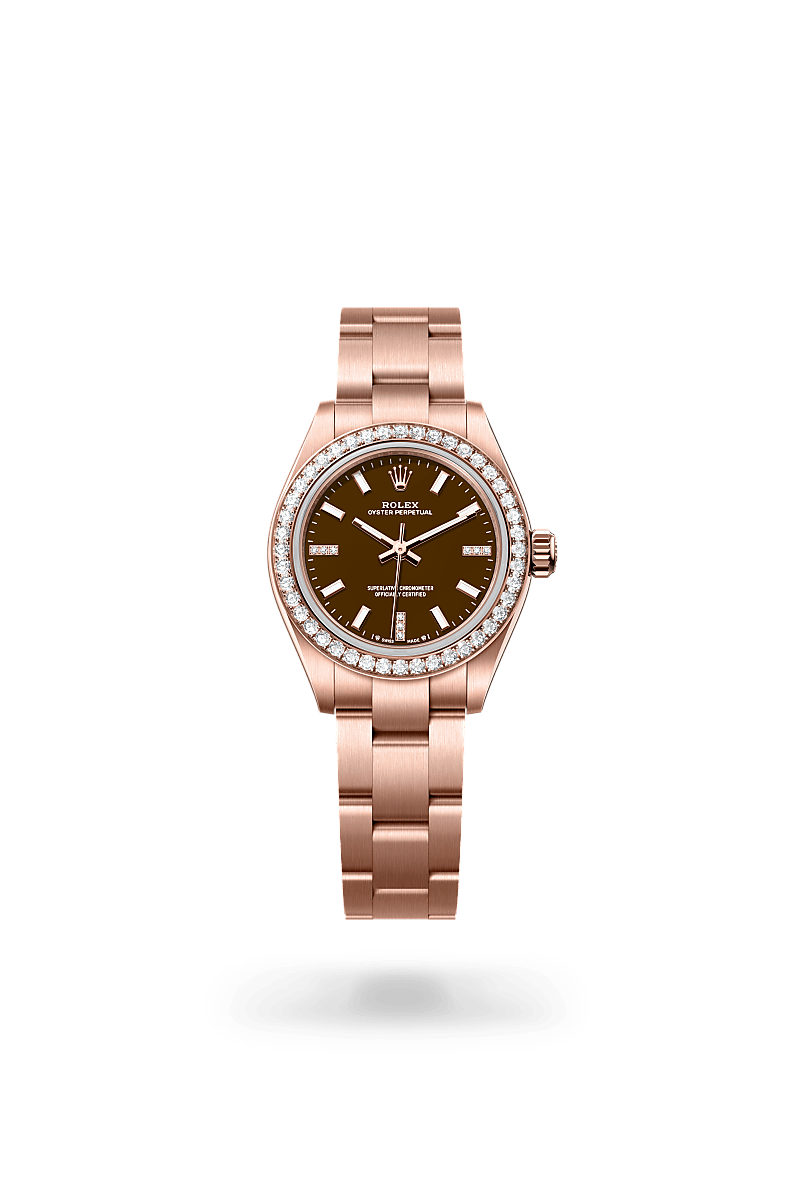 Rolex Oyster Perpetual 28 Herrenuhr (M276245RBR-0002) Oyster, 28 mm, Everose-Gold mit Diamanten