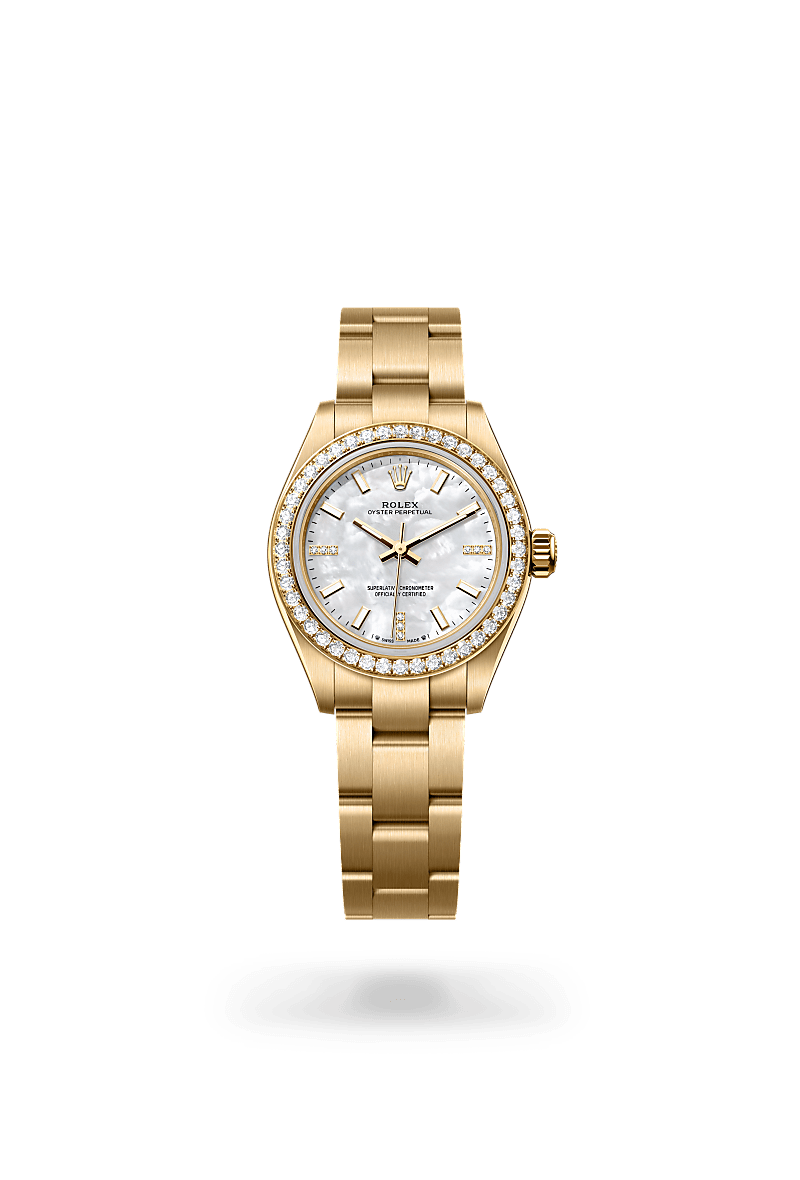 Rolex Oyster Perpetual 28 Herrenuhr (M276248RBR-0002) Oyster, 28 mm, Gelbgold mit Diamanten